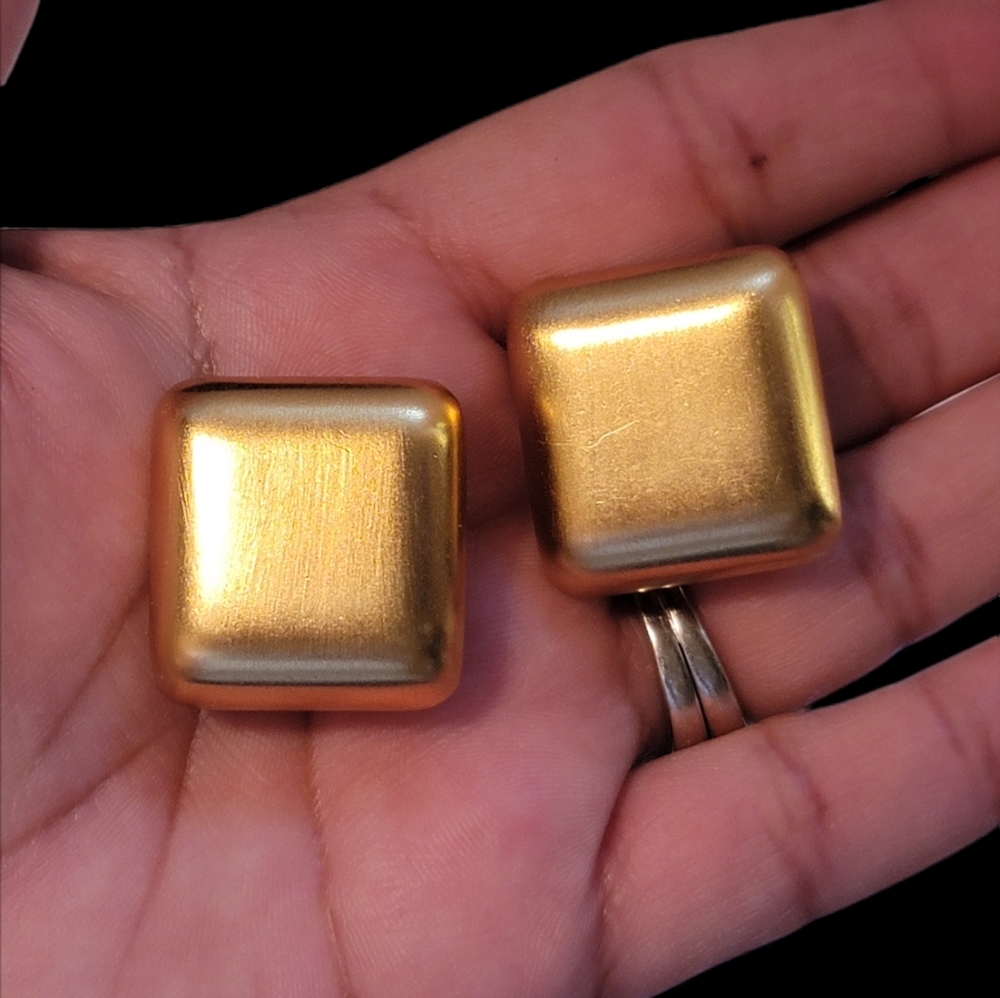 Vintage Monet square gold earrings